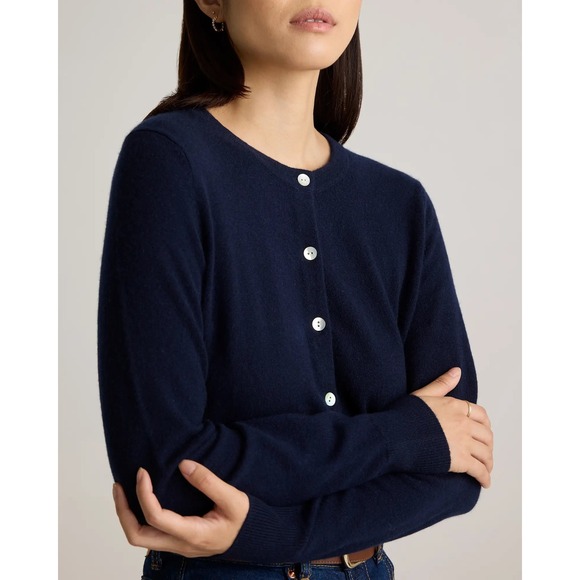 Quince Mongolian Cashmere Cardigan Sweater Navy Medium New With Tags - Picture 3 of 9